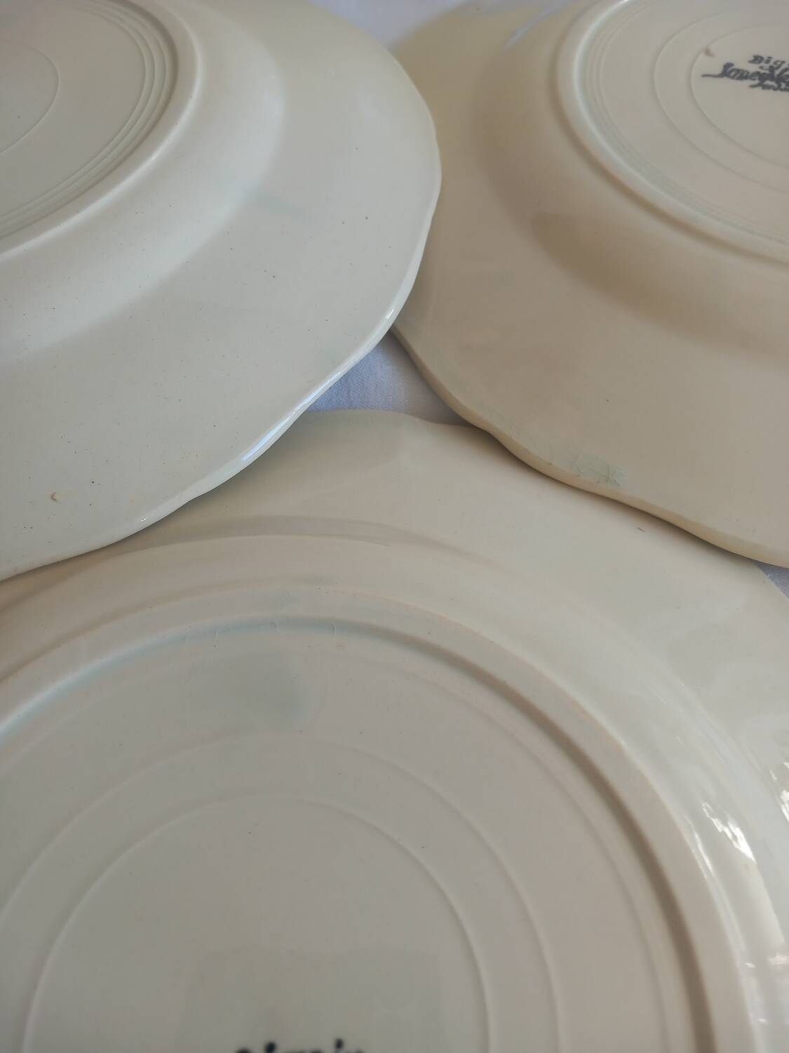 Set of 4 Digoin Sarreguemines Soup Plates – Ivory French Ironstone