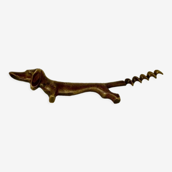 Tire bouchon ancien chien teckel ou basset en bronze - corkscrew - korkenzieher