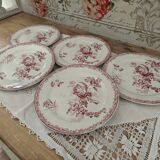 Lot de 5 assiettes plates début 20e Sarreguemines Modèle Fontanges