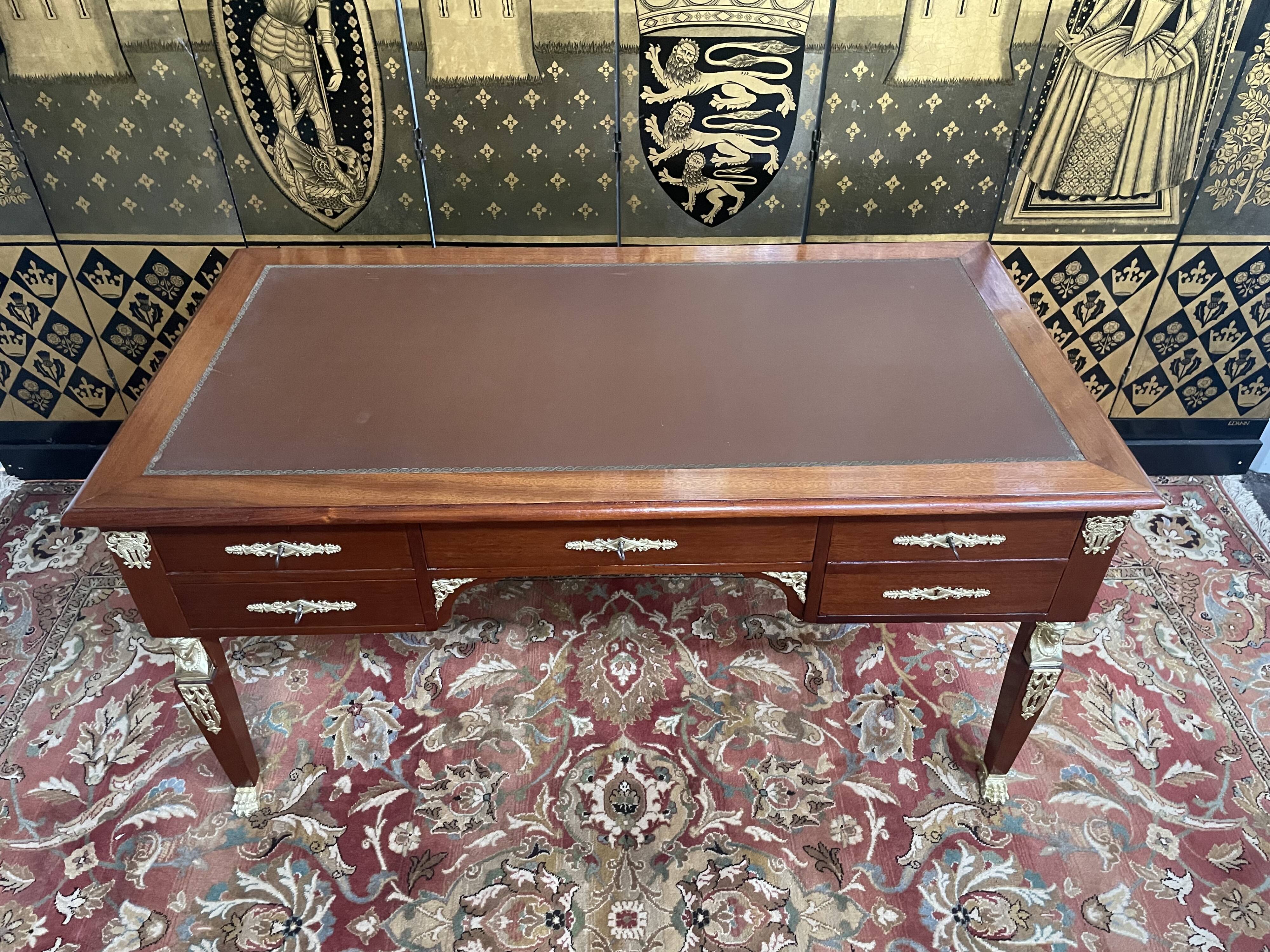Empire style flat desk in mahogany