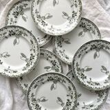 8 flat plates in iron earth "Modern Style" Saint Amand early 20th century