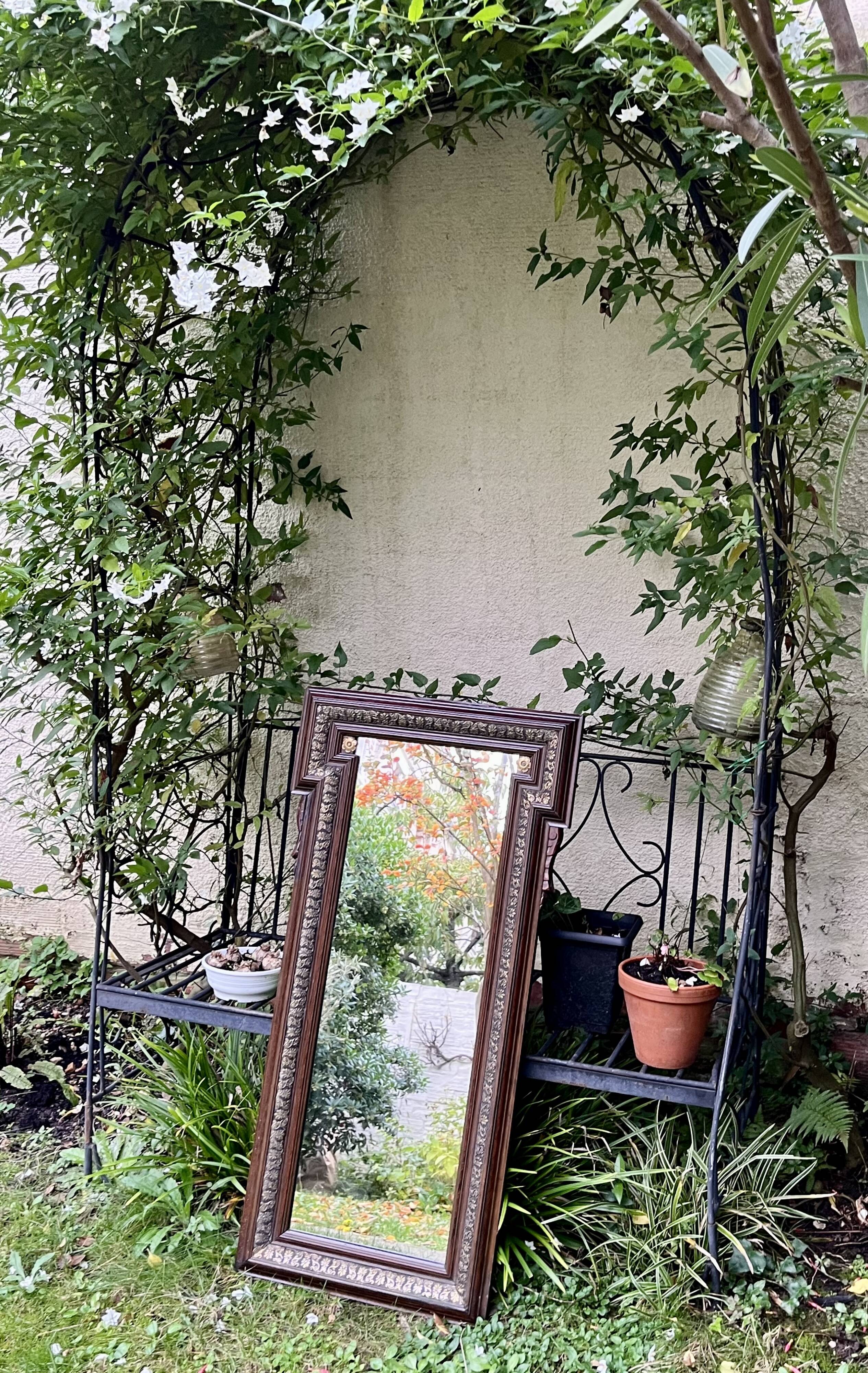 Corner mirror - wood and gilded brass - Napoleon style