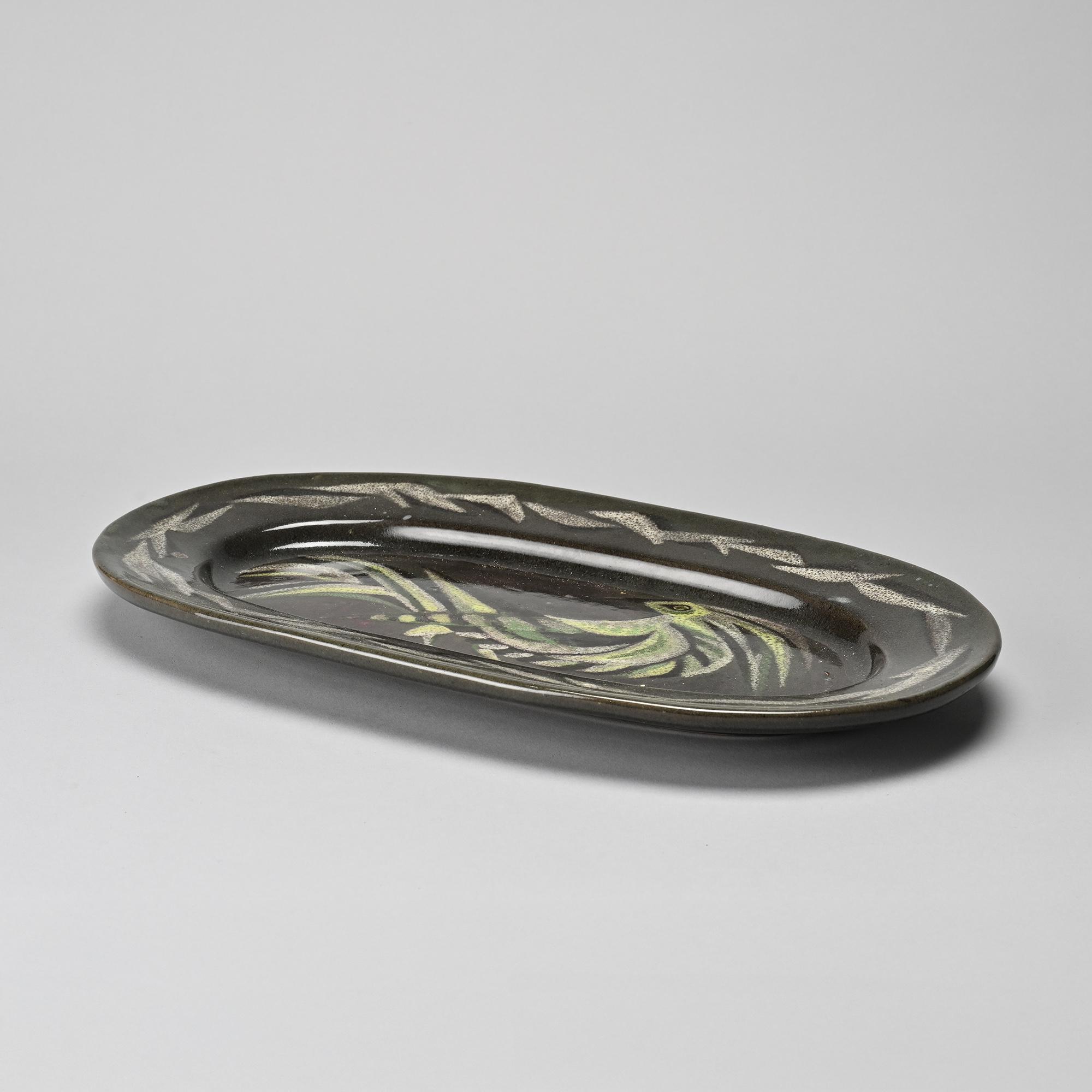 Glazed ceramic plate, Menelika, Switzerland, circa 1950
