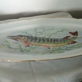 Fish dish in vierzon sturgeon porcelain