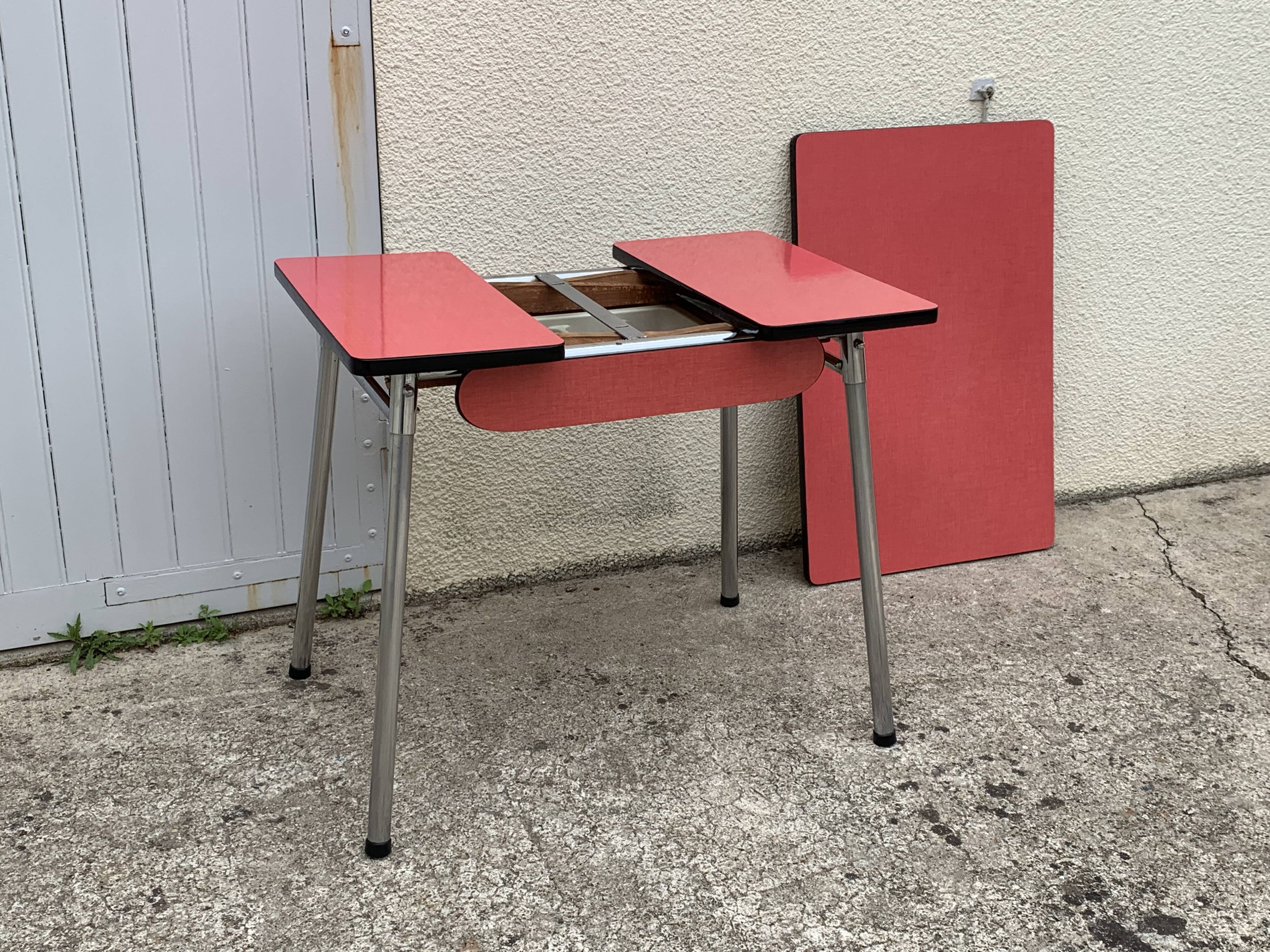 Red Formica table