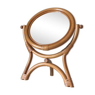 Vintage rattan psyche mirror 70/80