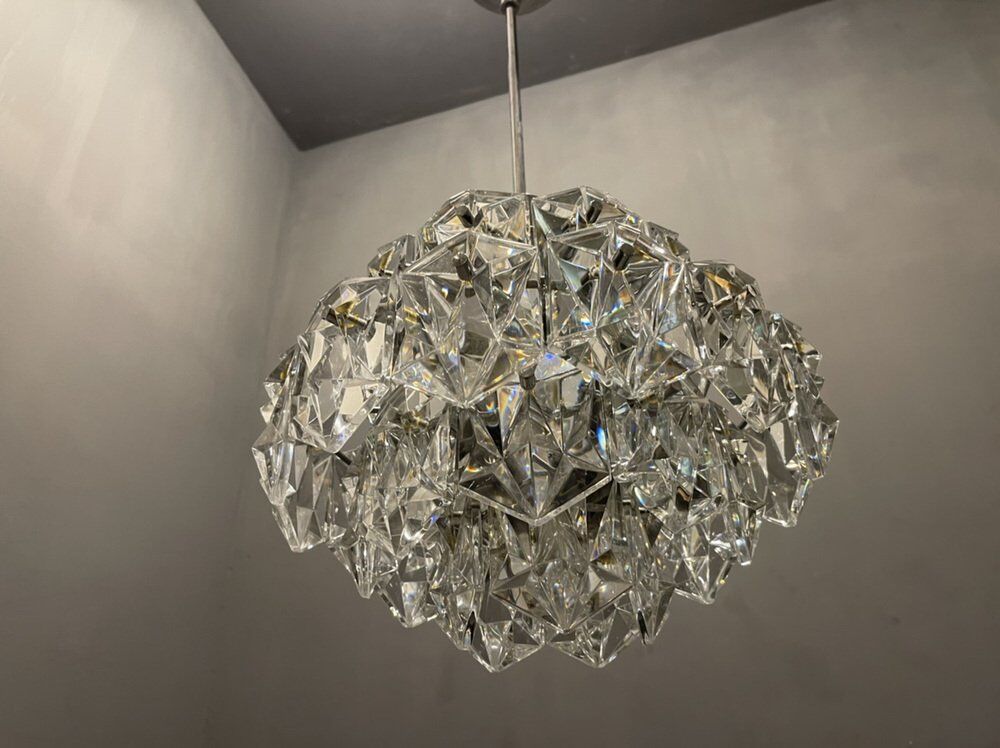 Cut crystal light pendant by kinkeldey, 1970s