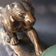 Panther desk lamp in spelter on a black and white marble base 1925