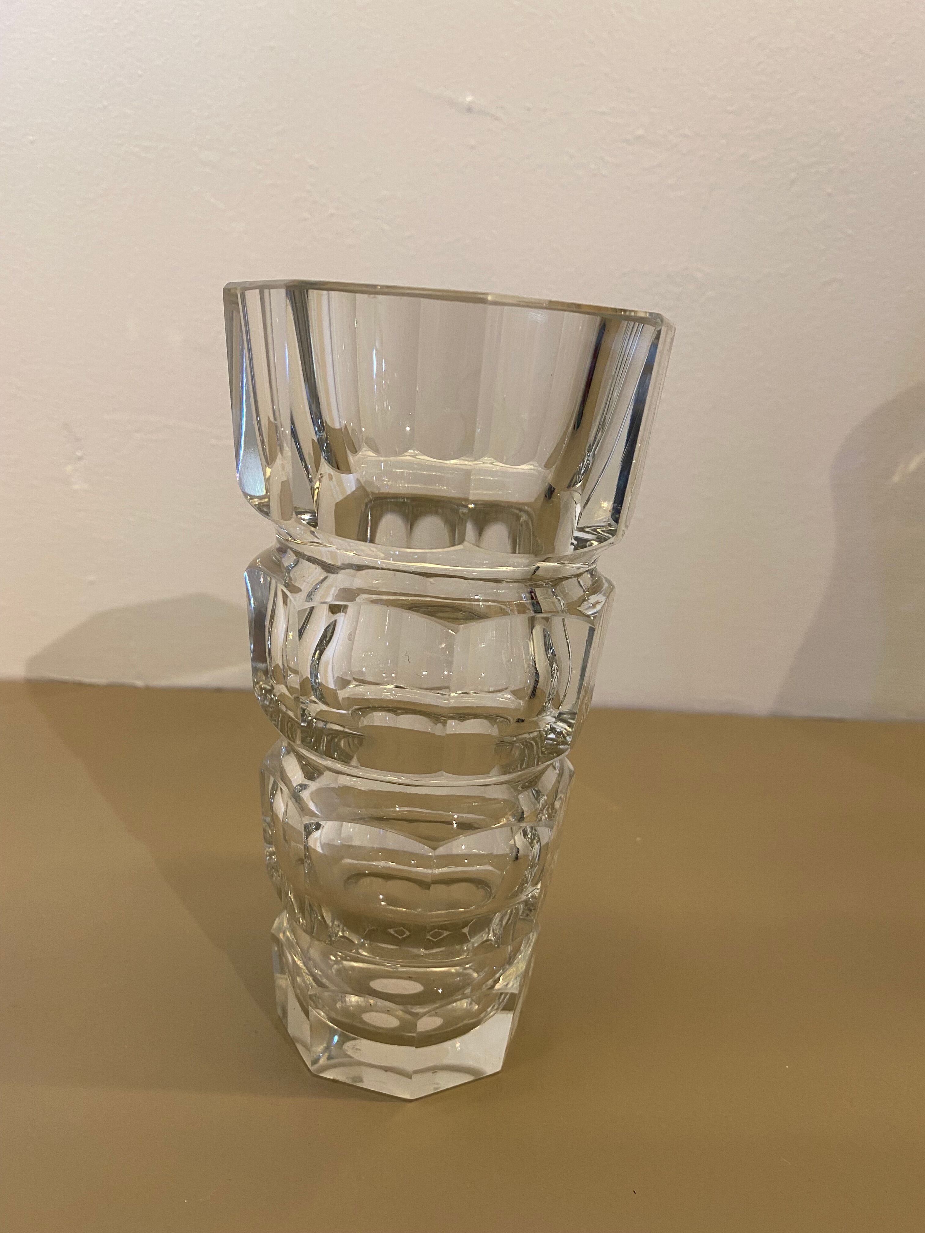 Art Deco cut crystal vase