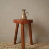 Vintage handheld stoneware candle holder, Scandinavian decorative object