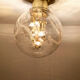 Golden mid-century ice glass ceiling lamp by Doria