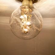 Golden mid-century ice glass ceiling lamp by Doria
