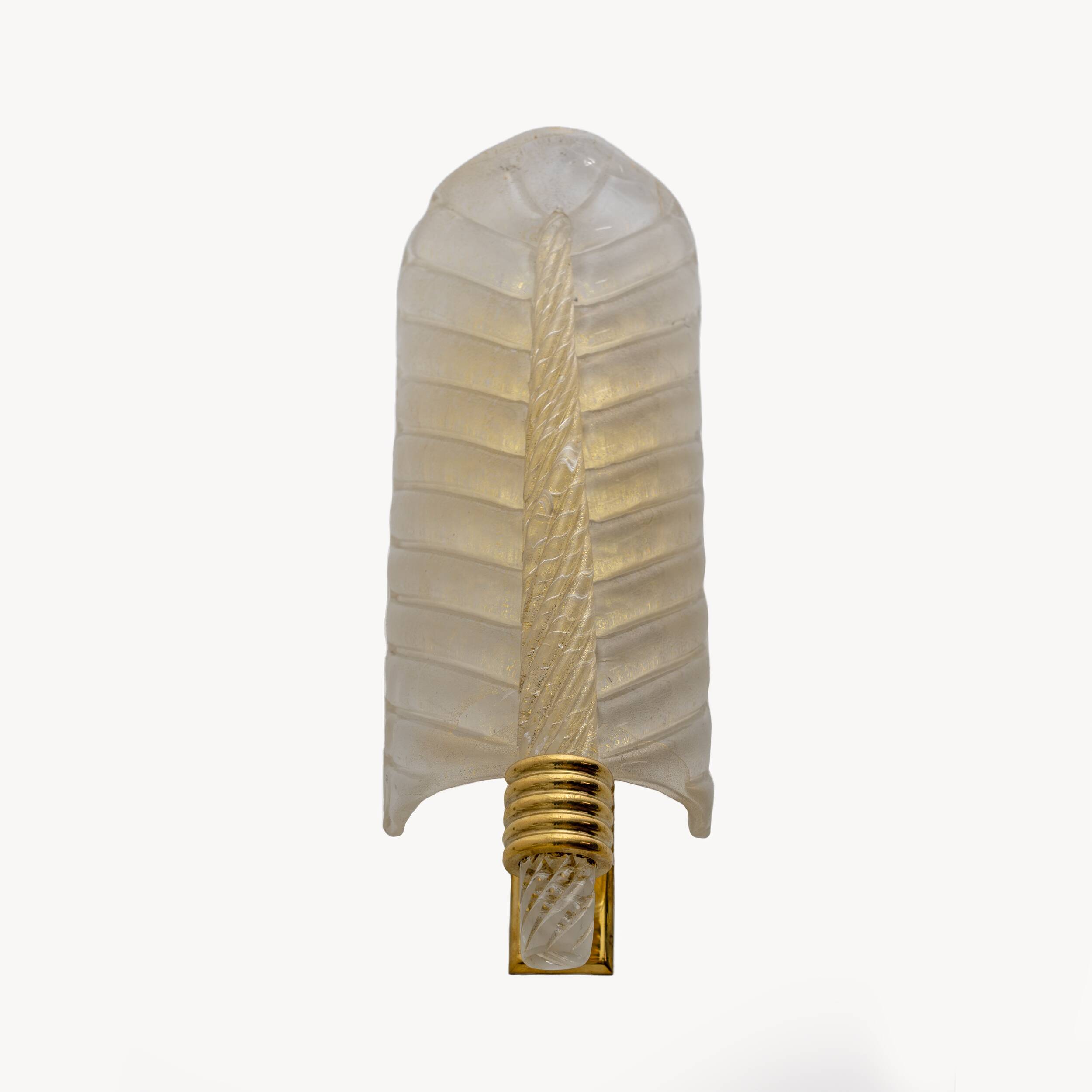 Pair of Barovier & Toso Style Mid-Century Modern Murano Glass Gold Leaf Sconces