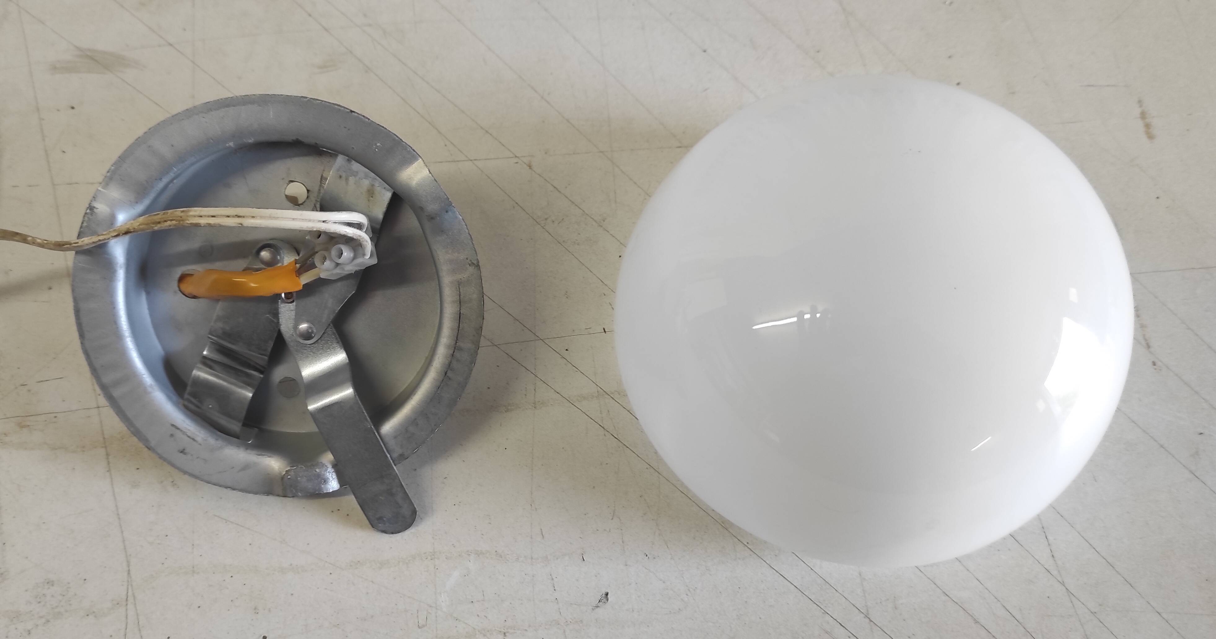 Opaline globe ceiling or wall light, diameter 15 cm - mid-20th century