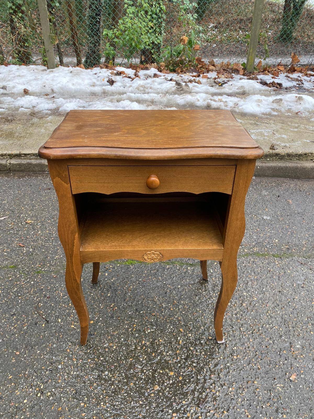 Louis XV bedside table in light wood from the 20th century.