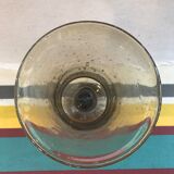 Vase verre soufflé bullé gris décoration vintage