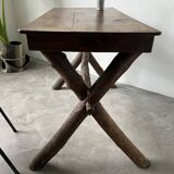 Solid walnut desk, folk art, Savoy, circa 1900
