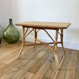 Table basse en rotin et bambou années 60