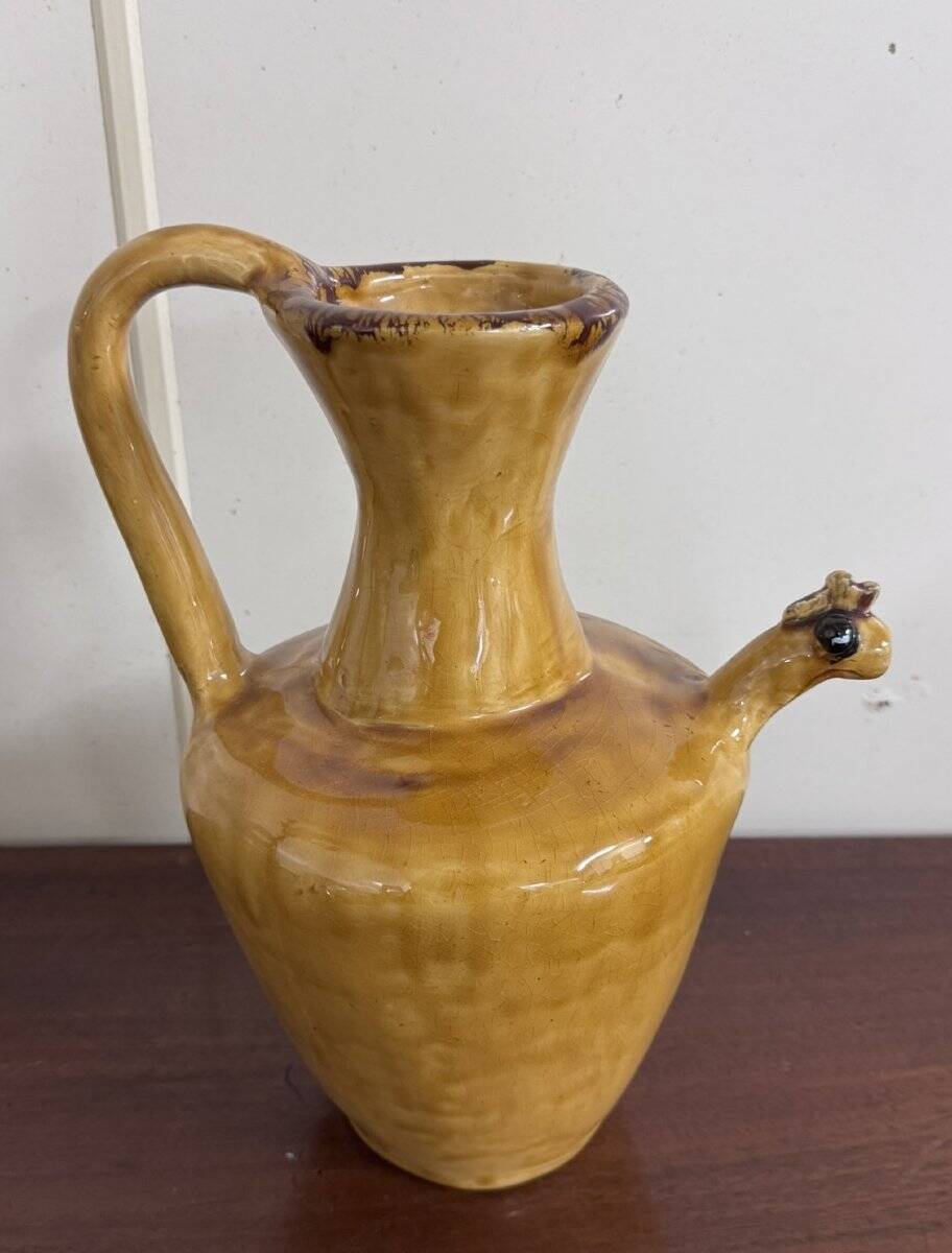 Jug, pitcher, ceramic lady with a glazed finish.