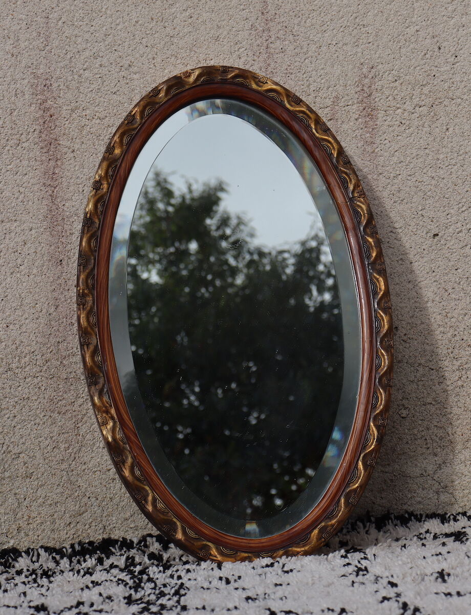 Miroir ovale biseauté Art déco
