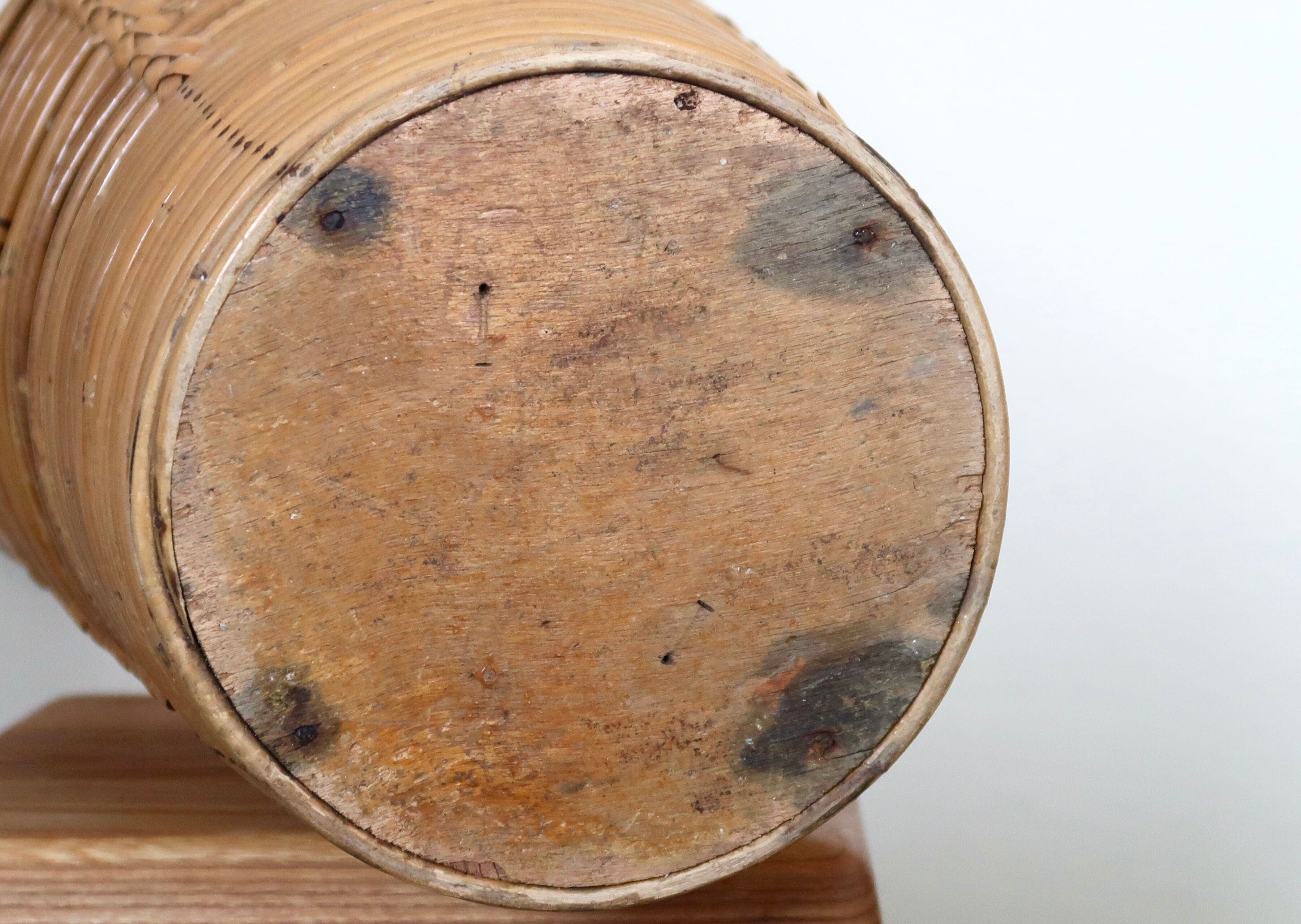 Porte parapluie en bambou et rotin, années 50