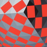 Sérigraphie signée numérotée op art cinétique argenté Victor Vasarely