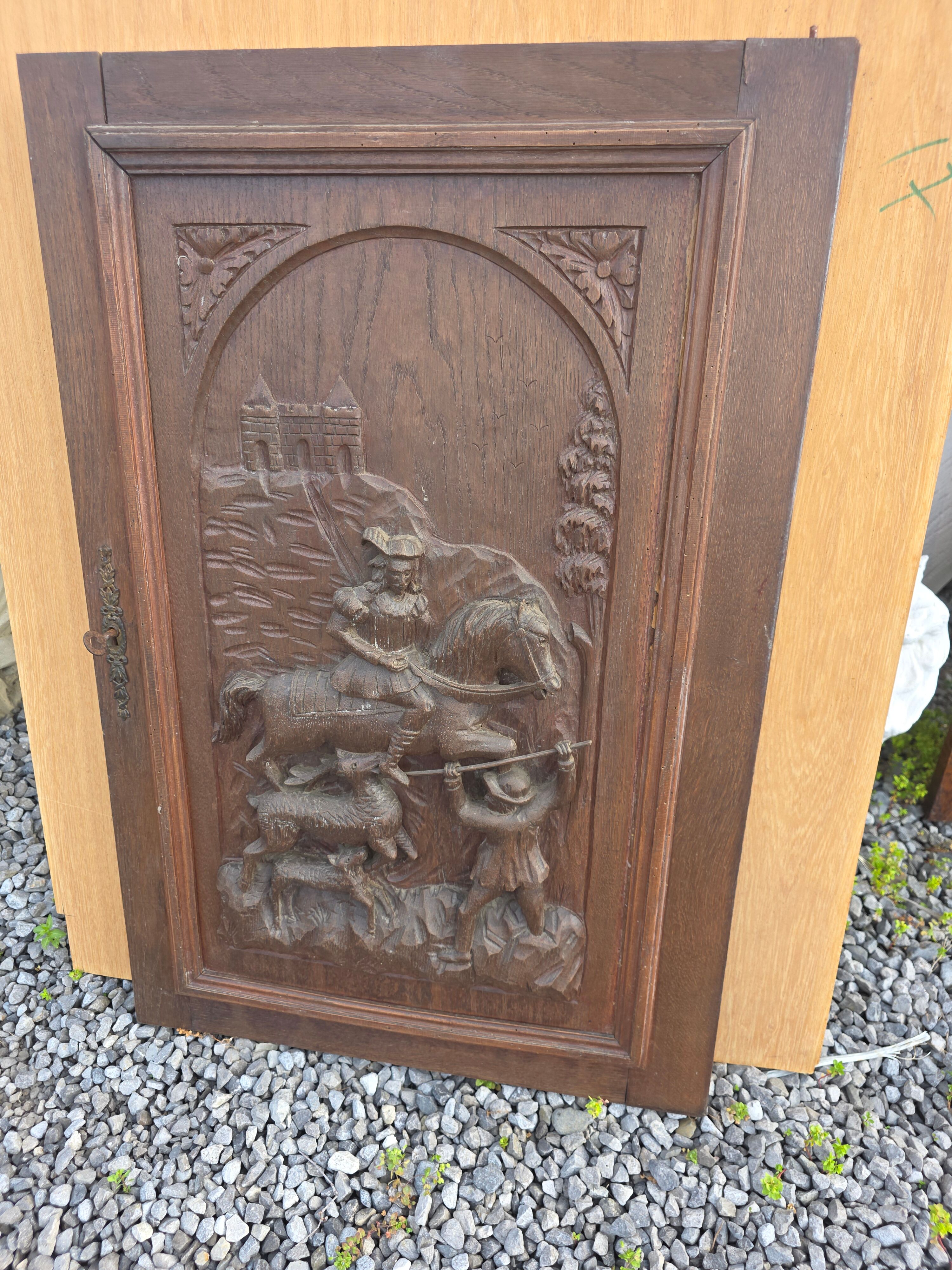 Carved oak solid wood door
