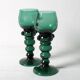 Set of 2 Vintage Emerald Green Wine Stem Crystal Glasses Remmare / 1960s
