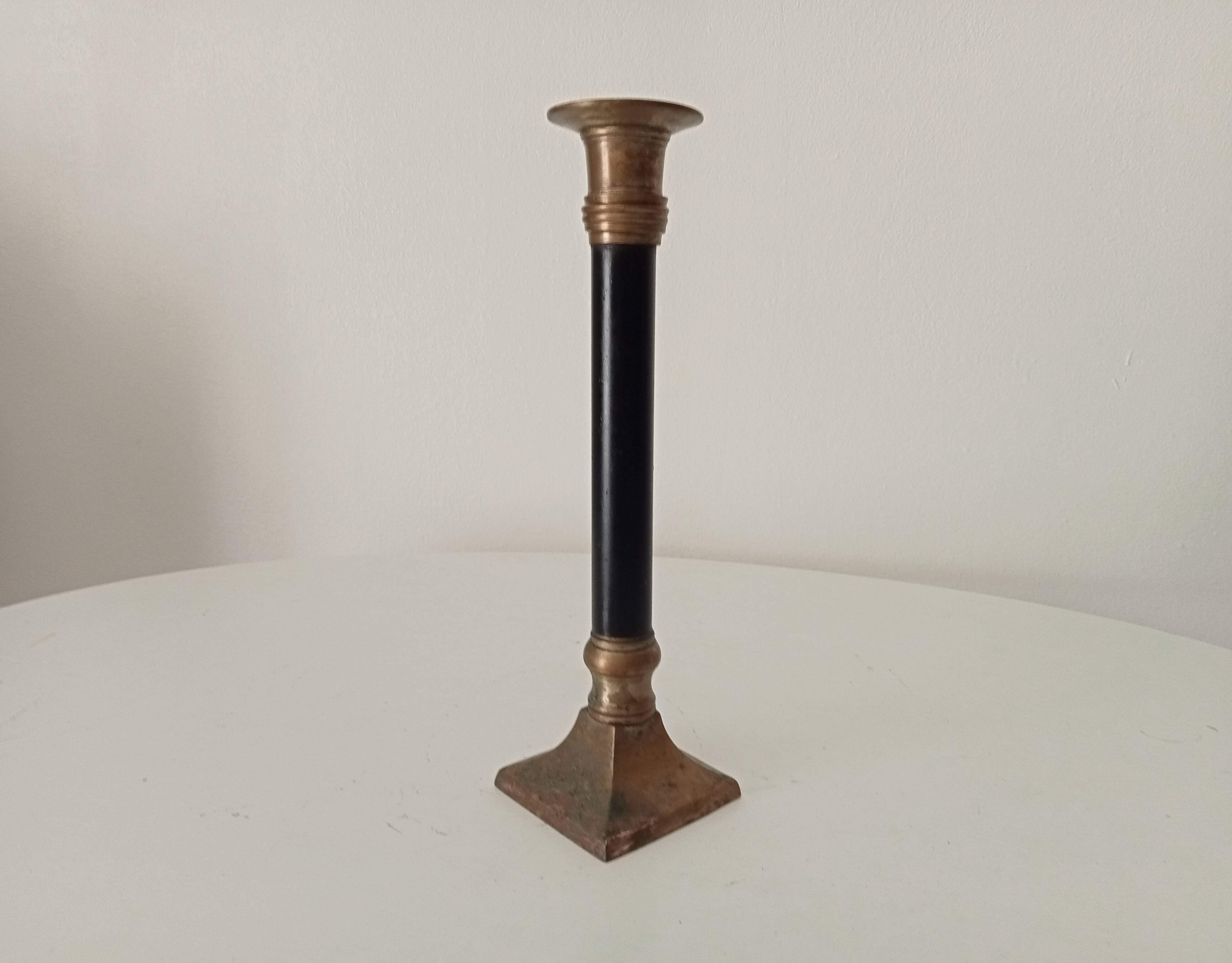Antique brass and metal candle holder