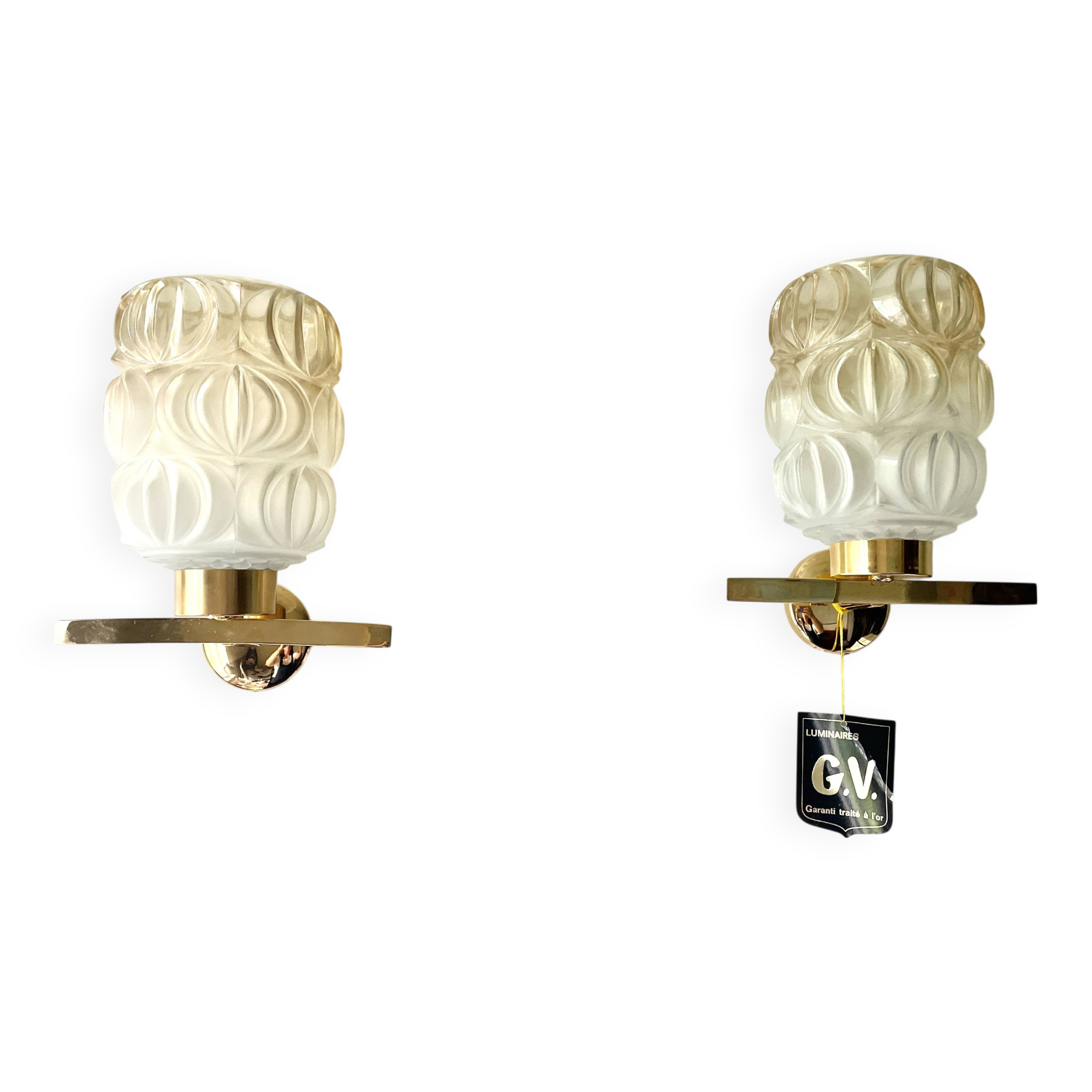 Pair of 1950 gold-plated wall lights