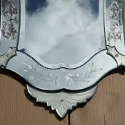 Antique Venetian Heart-Shaped Wall Mirror in Printed Glass, Italy, 1910s