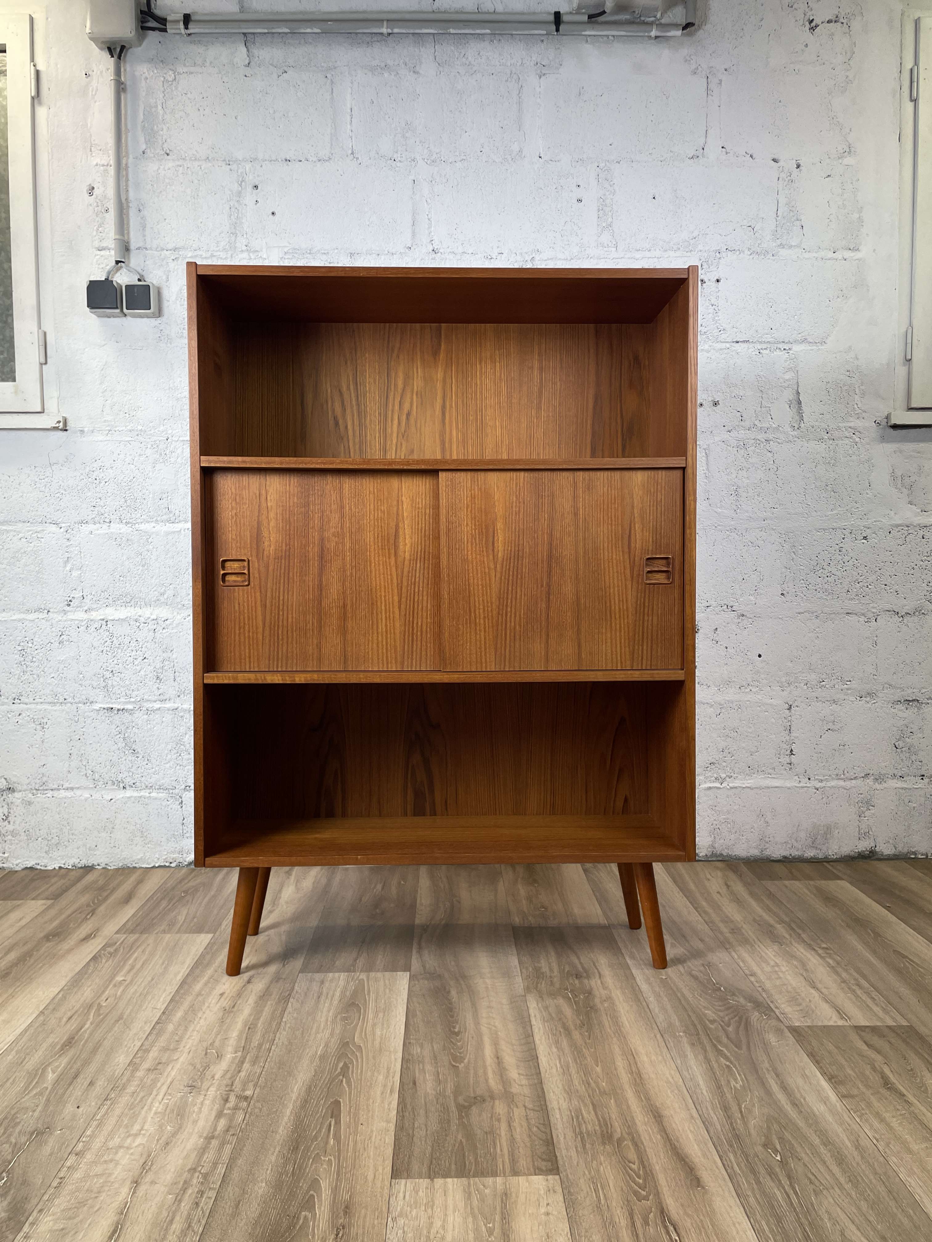 Double bookcase vintage Scandinavian teak sideboard, 60s