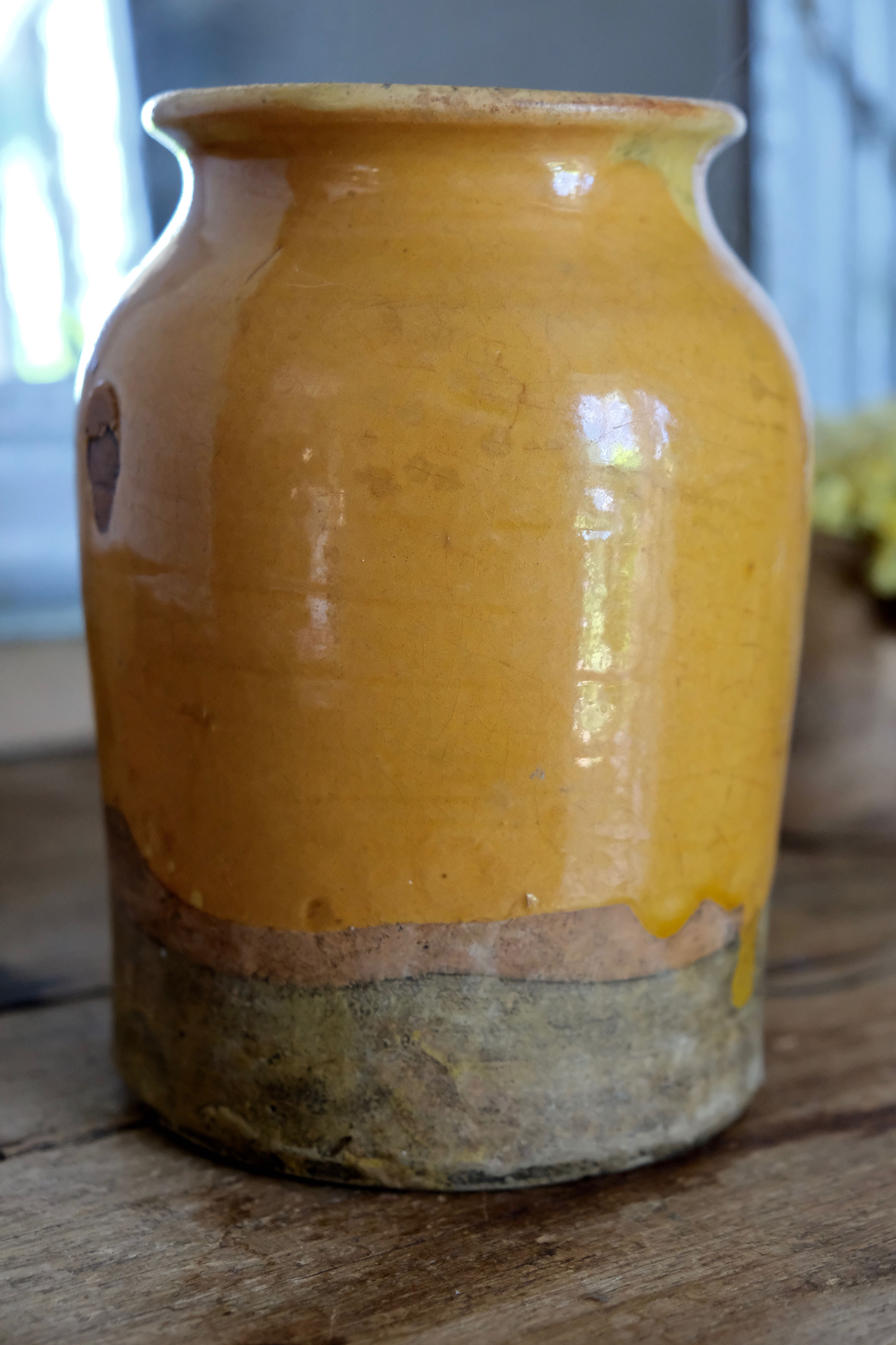Antique yellow glazed grease pot 19th