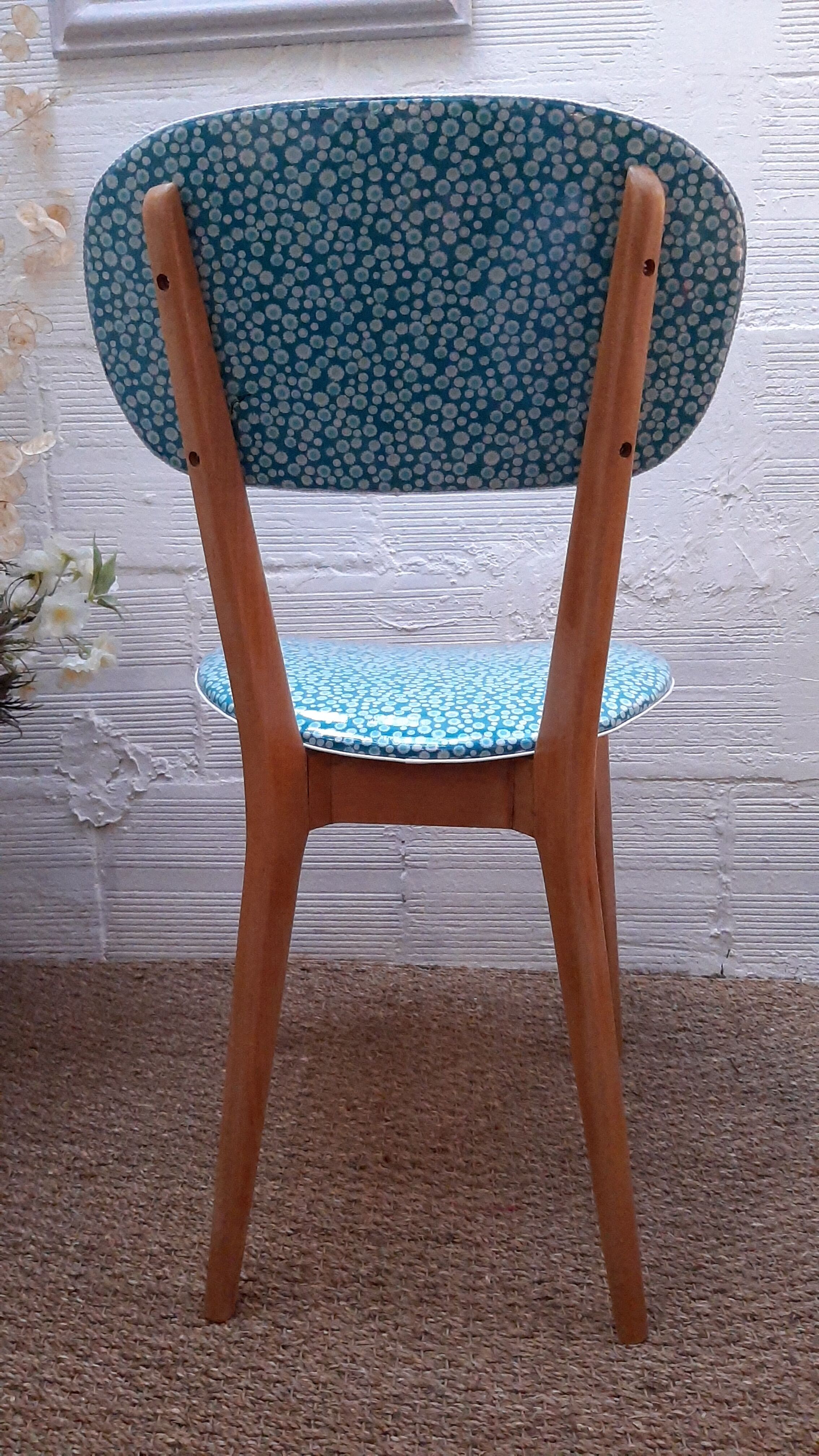 Vintage 1950s bistro chair revisited Petit Pan fabric