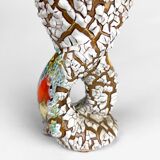 Pair of ceramic vases cracked and flamed Vallauris 70s