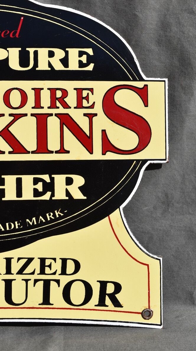 VINTAGE PLAQUE ENAMELED PUBLICITAIRE REDSKIN authorized distributor 30.7 x 26 cm