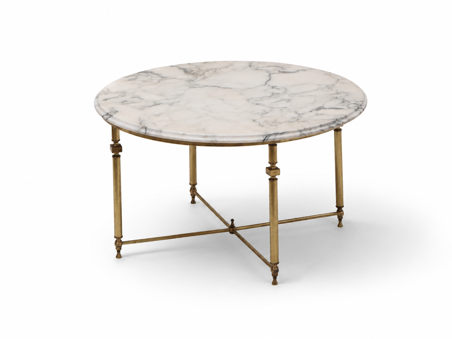 Round marble coffee table with brass base