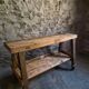 French industrial kitchen island, antique work table in chestnut and oak, circa 1900.