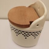 Vintage ceramic and wood salt box