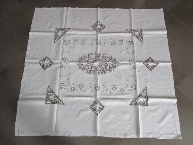 Old embroidered tablecloth 145x135cm