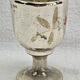 Painted blown glass egg cup with mercury gilding, 19th century.