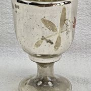Painted blown glass egg cup with mercury gilding, 19th century.