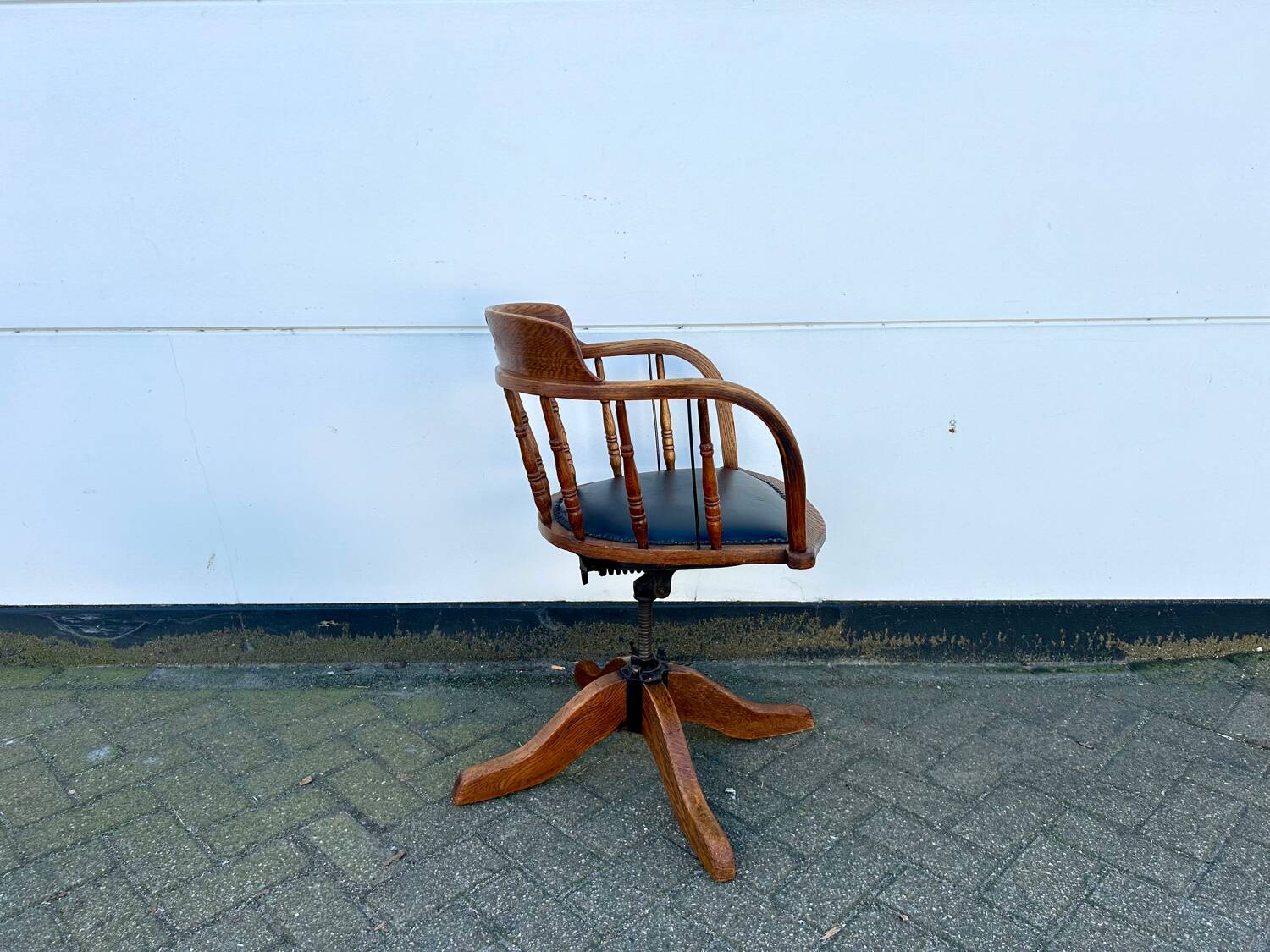 Antieke Eikenhouten Bureaustoel