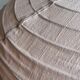 Grande suspension en rotin et lin naturel japonisante ovale aplatie rosée