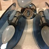 Lustre et applique en verre bleu