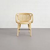 Rattan and cane armchairs, set of 2
