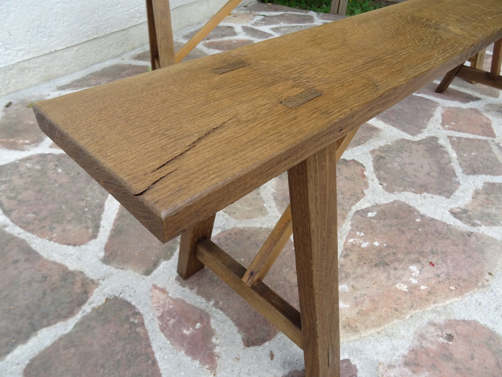 Pair of solid oak benches
