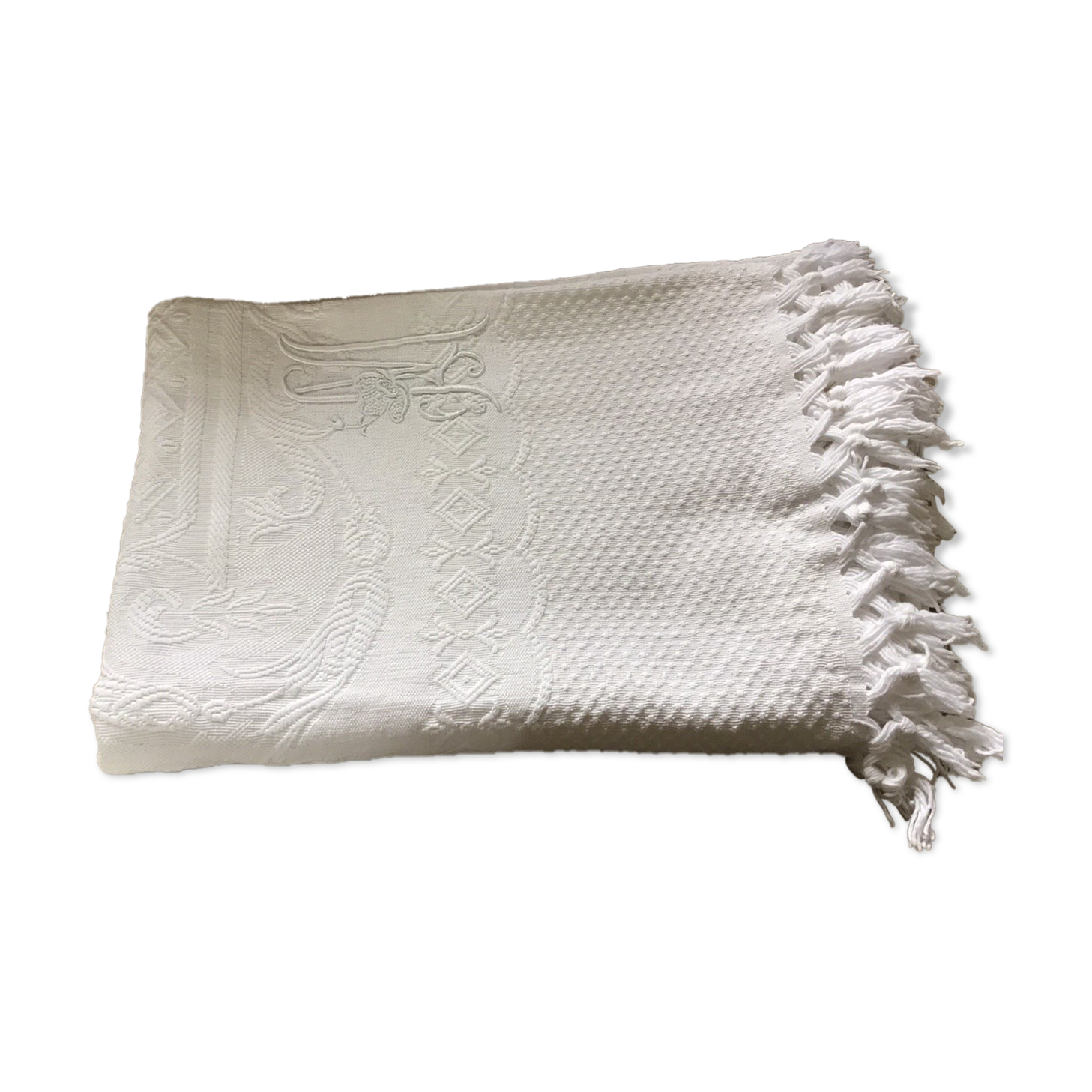 19th bed top in cotton piqué marked MC