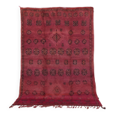 Tapis marocain berbère vintage en laine bordeaux fait main