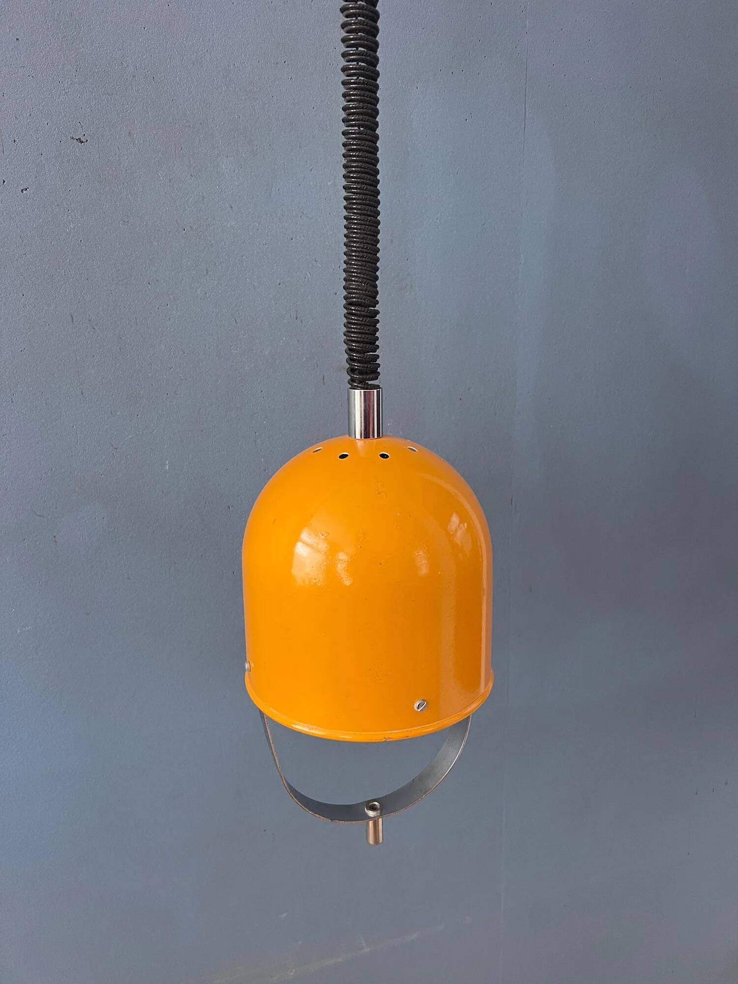 Vintage yellow Space Age pendant lamp, mid-century modern hanging light